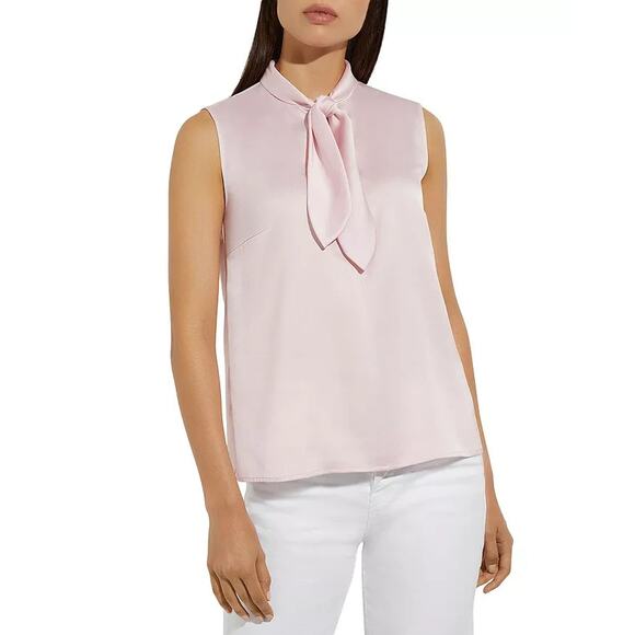 Misook Loop and Tie Sleeveless Blouse Pink Pullover Top Silky Size XL NEW - Picture 1 of 9
